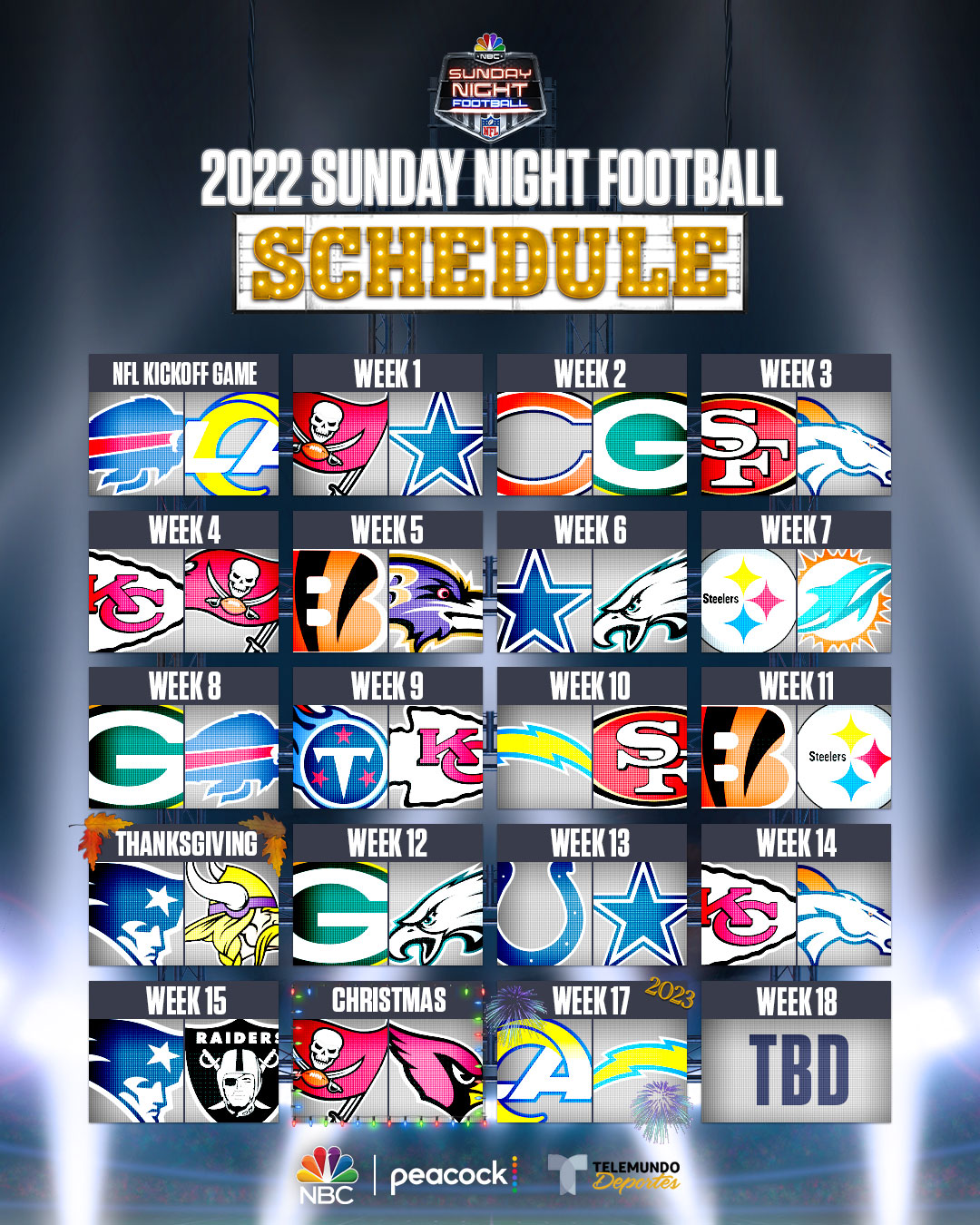 SUNDAY NIGHT FOOTBALL IS AGAIN HOME TO THE BEST & BRIGHTEST IN