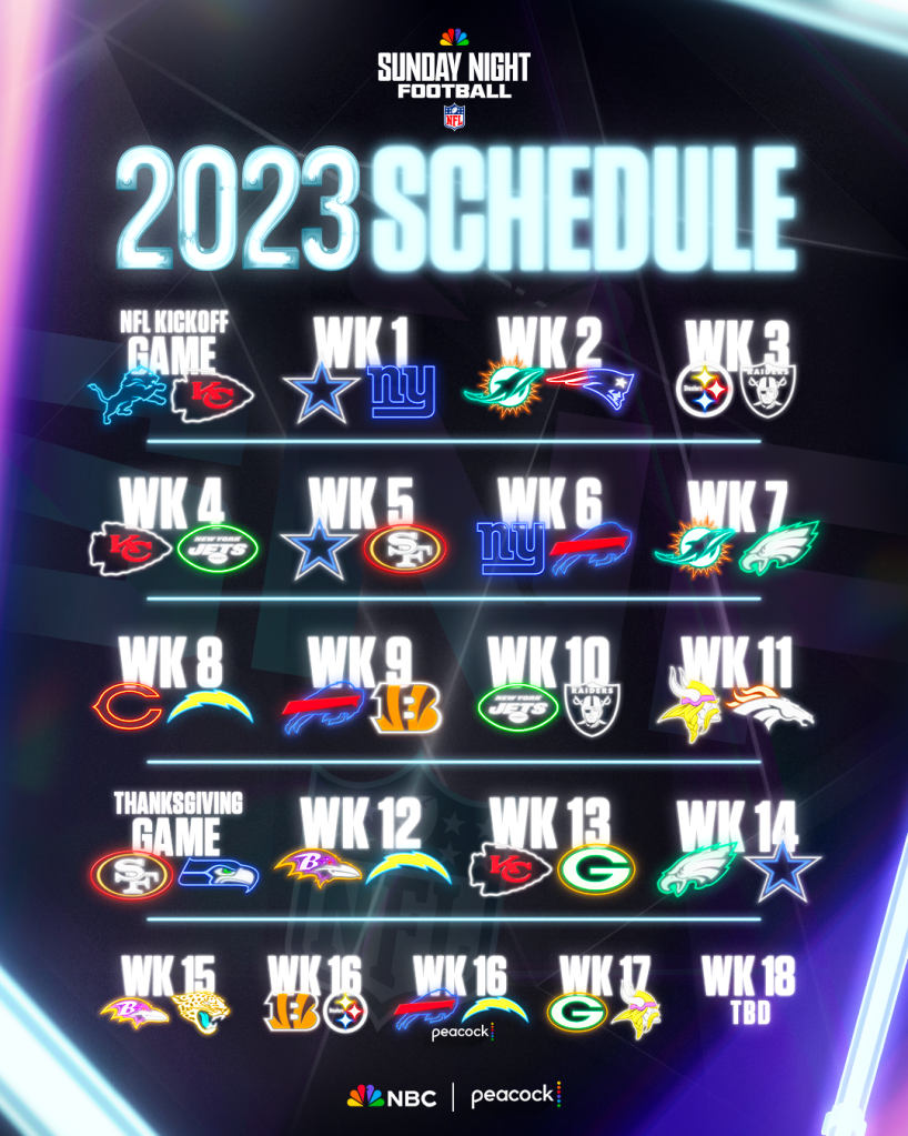 monday night football schedule what channel